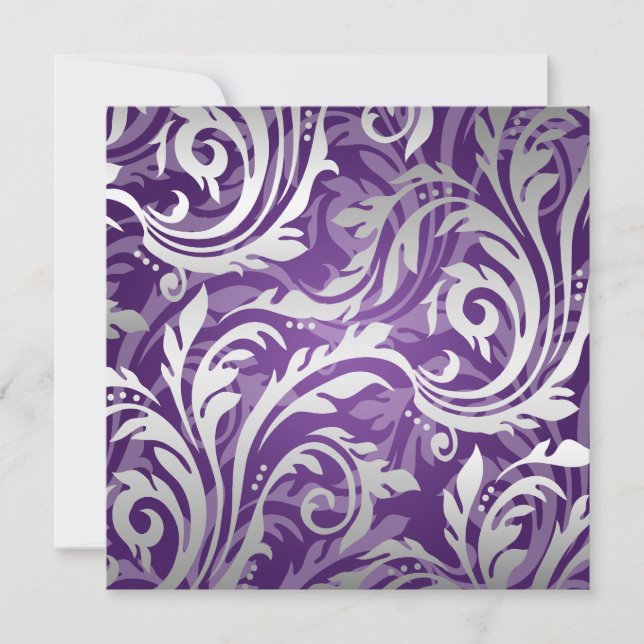 Elegant Wedding Swirly Flourish Purple Invitation (Front)