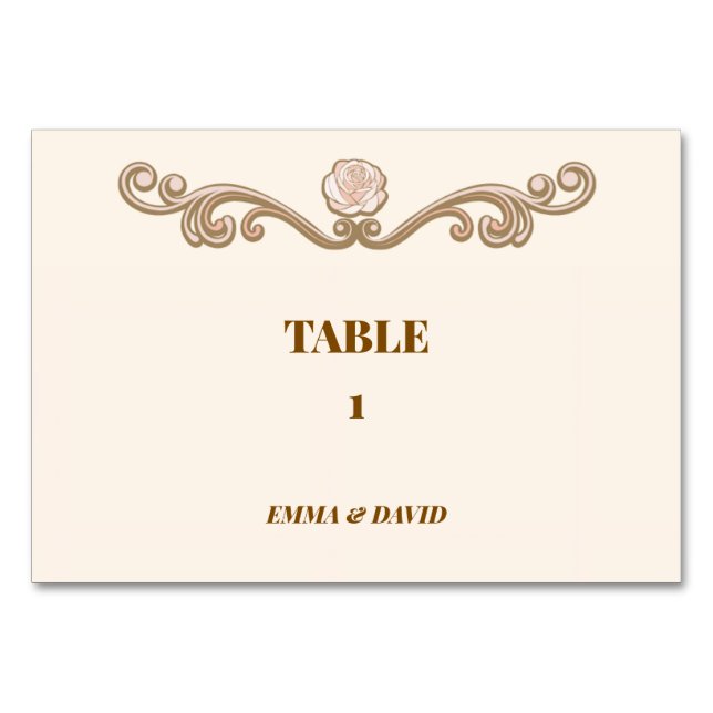 Elegant Wedding Table Number Card (Front)