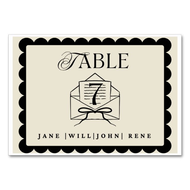 Elegant Wedding Table Number Card – Custom (Front)