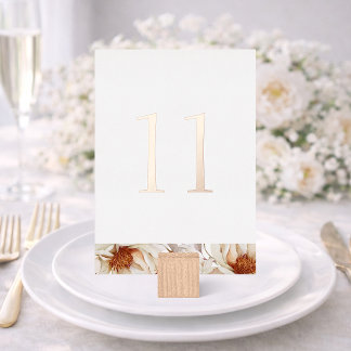 Elegant Wedding Table Number with Real Gold Foil