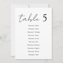 Elegant Wedding Table Numbers Script Seating Chart