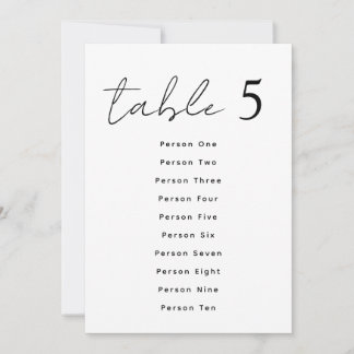 Elegant Wedding Table Numbers Script Seating Chart