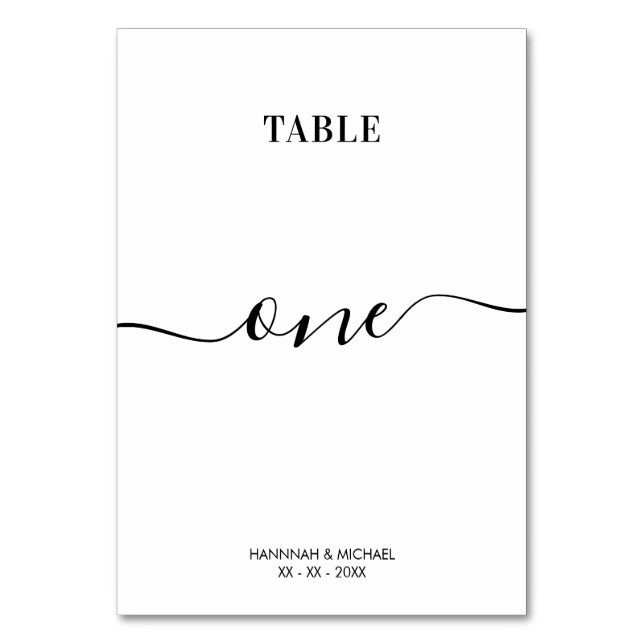 Elegant Wedding Table One Number (Back)