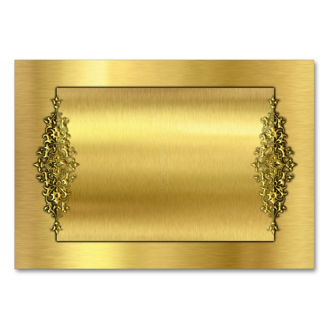 Elegant Wedding TableCards, Gold Table Number (Front)