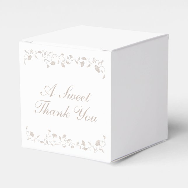 Elegant Wedding Tan Floral Library Thank You Favor Box (Front Side)