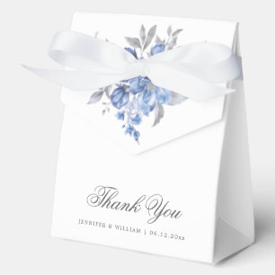 Elegant Wedding Thank U Dusty Blue Rustic Floral Favor Box