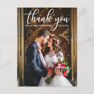 Elegant Wedding Thank You Bride and Groom Photo Postcard