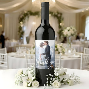 Elegant Wedding Thank You Bride Groom Photo Wine Label