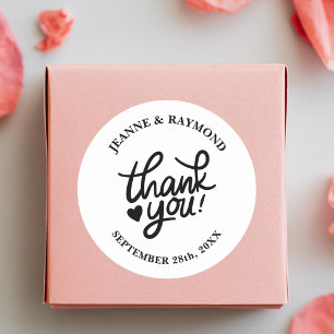 Elegant Wedding Thank You Calligraphy Favour Classic Round Sticker
