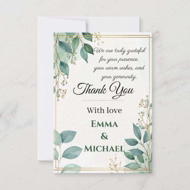 Elegant Wedding Thank You Card (Front)