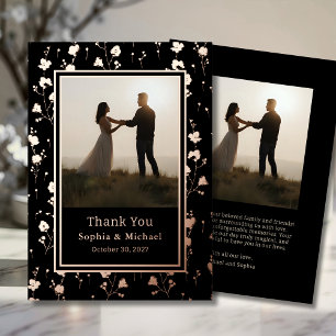 Elegant Wedding Thank You Card 2 Photo Rose Gold