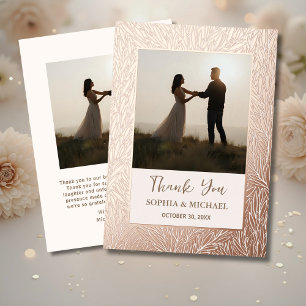Elegant Wedding Thank You Card 2 Photo Rose Gold