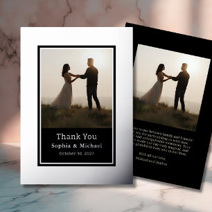 Elegant Wedding Thank You Card 2 Photo Silver Foil