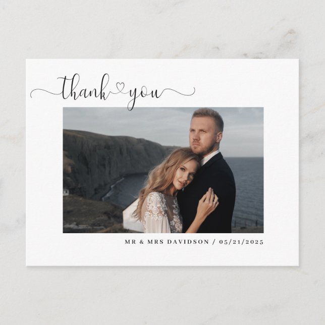 Elegant Wedding Thank You Card Photo (Front)