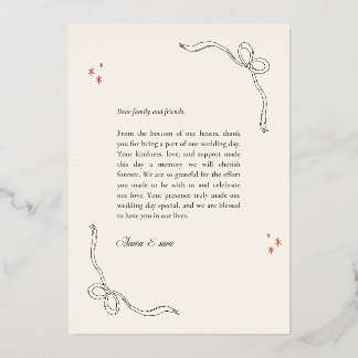 Elegant Wedding Thank-You Card – Ribbon Corners wi
