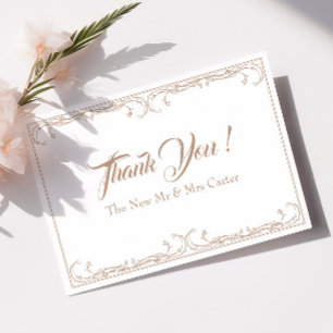 Elegant Wedding Thank You Card – Sand Rose