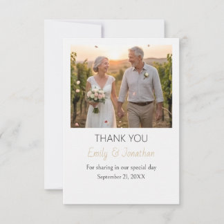 Elegant Wedding Thank You Card Template with Photo