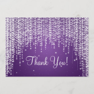 Elegant Wedding Thank You Note Night Dazzle Purple