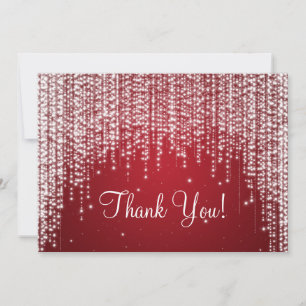 Elegant Wedding Thank You Note Night Dazzle Red Card