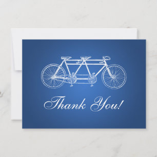 Elegant Wedding Thank You Note Tandem Bike Blue Card