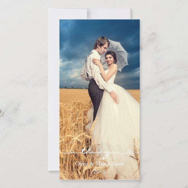 Elegant Wedding Thank You Photo Card (Front)