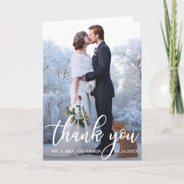 Elegant Wedding Thank You Photo Folded Card (Front)