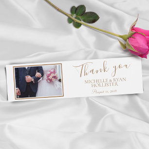 Elegant Wedding Thank you Photo Water Bottle Label