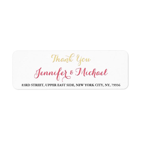 Elegant Wedding Thank You Return Address Label
