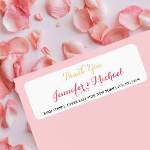 Elegant Wedding Thank You Return Address Label