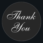 Elegant Wedding Thank You Stickers in Black<br><div class="desc">These wedding thank you stickers feature an elegant white text design on a black background. Great for wedding favours,  showers,  envelope seals for thank you cards,  etc.</div>