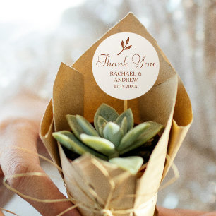 Elegant Wedding Thank You Terracotta Cream Simple Classic Round Sticker