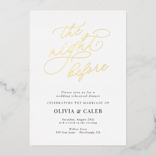 Elegant Wedding The Night Before Rehearsal Dinner (Front)