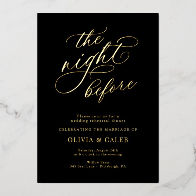 Elegant Wedding The Night Before Rehearsal Dinner (Front)