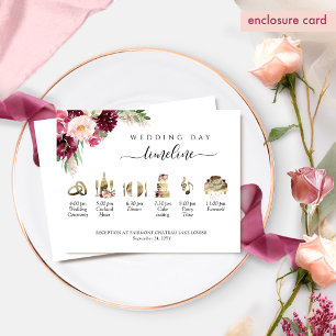Elegant Wedding Timeline, Burgundy Blush Pink Enclosure Card