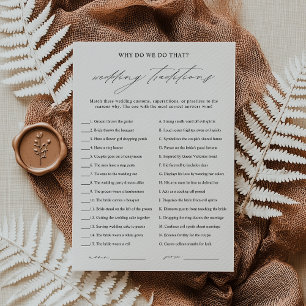Elegant Wedding Traditions Bridal Shower Game Card