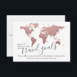 Elegant Wedding Travel Ideas Advice<br><div class="desc">Create a unique and fun guest book alternative for a travel bridal shower theme or destination wedding couple who loves to travel with these fun travel advice cards with a rose gold pink and white world map for guests to mark their favourite vacation spots and describe their suggestion on the...</div>