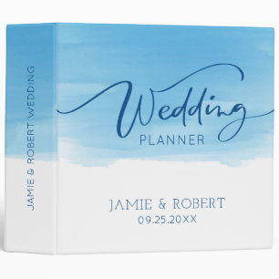 Elegant wedding typography on blue to blue ombre binder
