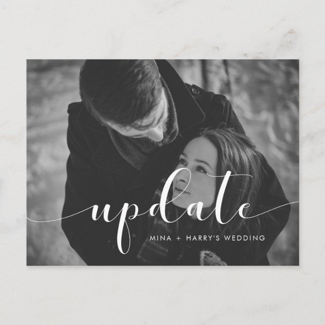 Elegant wedding update announcement photo postcard (Front)