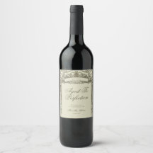 Elegant Wedding Vintage Gold Wine Bottle Label