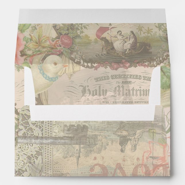 Elegant Wedding Vintage Marriage Antique Vintage Envelopes (Back (Bottom))