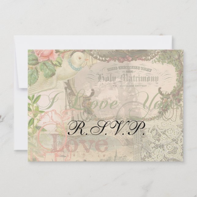 Elegant Wedding Vintage Marriage Antique Vintage Invitation (Front)