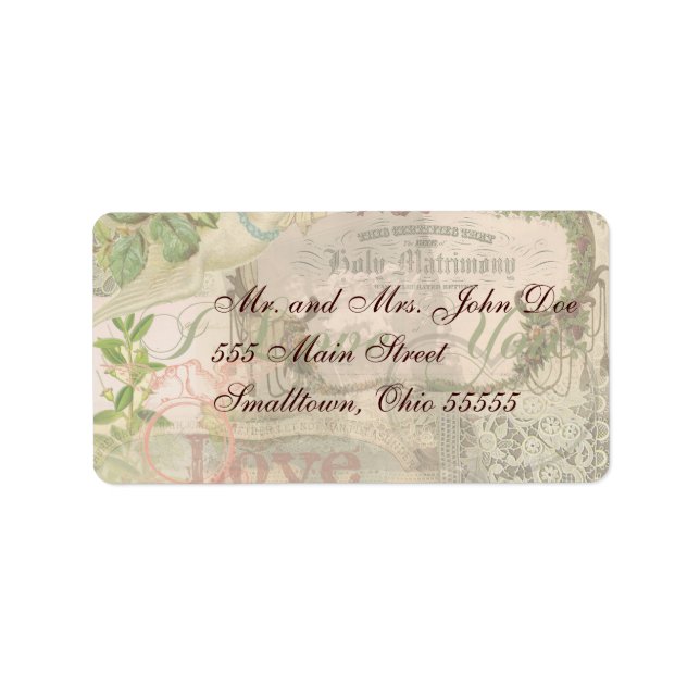 Elegant Wedding Vintage Marriage Antique Vintage Label (Front)