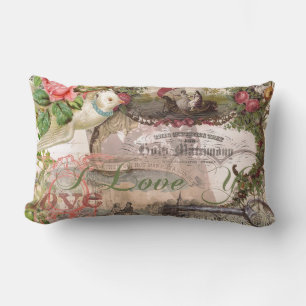 Elegant Wedding Vintage Marriage Antique Vintage Lumbar Pillow