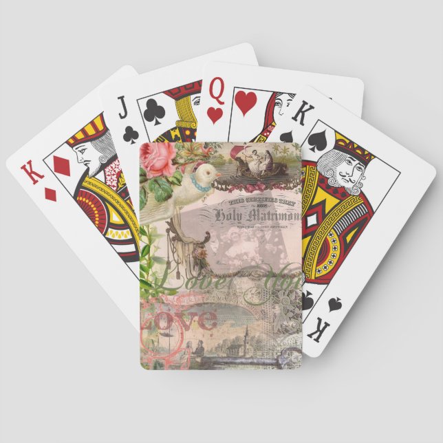 Elegant Wedding Vintage Marriage Antique Vintage Playing Cards (Back)