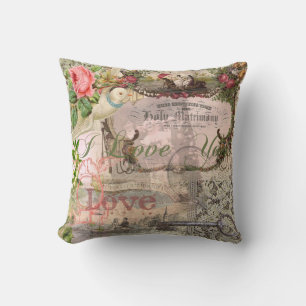 Elegant Wedding Vintage Marriage Antique Vintage Throw Pillow