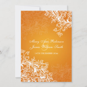 Elegant Wedding Vintage Swirls Orange Invitation