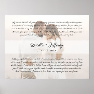Elegant Wedding Vow Art Anniversary Couples Photo Poster