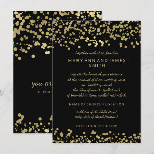Elegant Wedding Vow Renewal Gold Foil Confetti Invitation