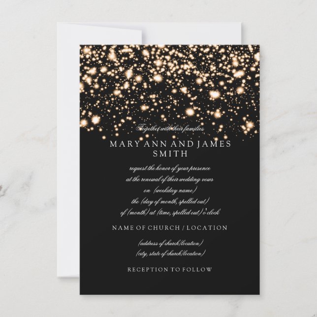 Elegant Wedding Vow Renewal Gold Midnight Glam Invitation (Front)
