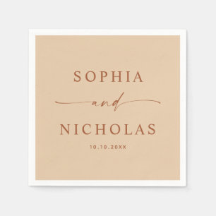 Elegant Wedding Warm Peach Sand Modern Beverage Napkin